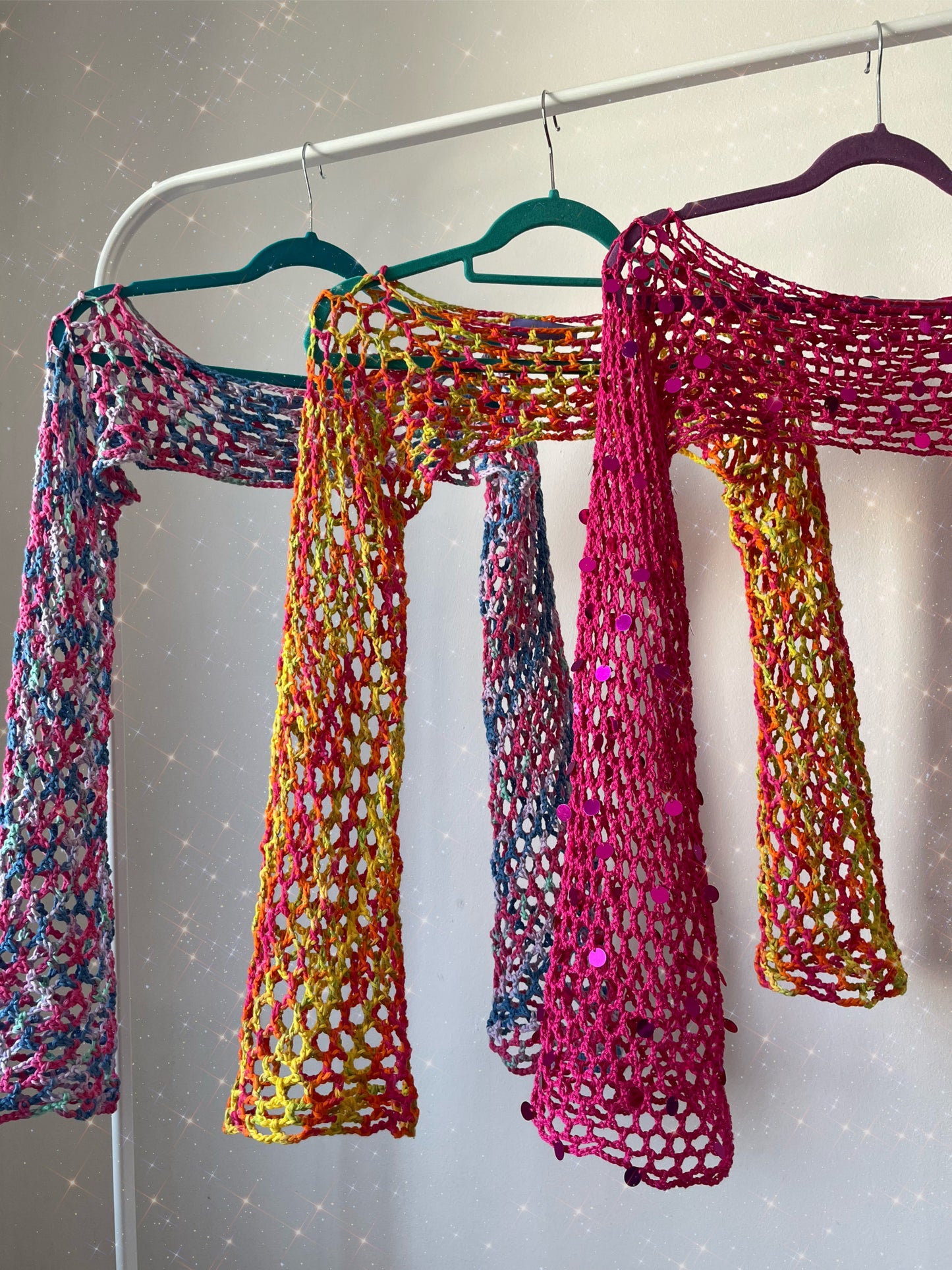 Pink & orange crochet shrug/ sleeves/ bolero